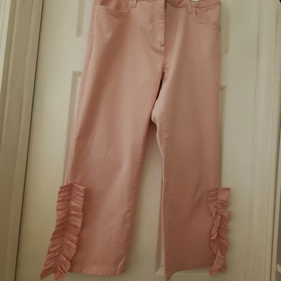 NWT / ZARA- Pink Barbie Core Capri Ruffle A Line Pants- Large - Picture 7 of 14